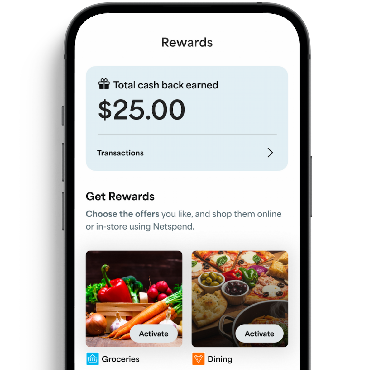 $25.00 cash back earned being displayed on an iPhone